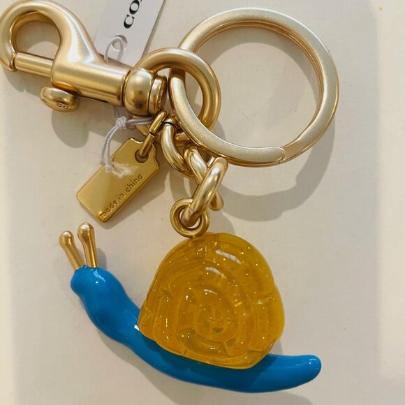 Coach Blue and Gold Snail Key & Card Holder - Picture 1 of 10